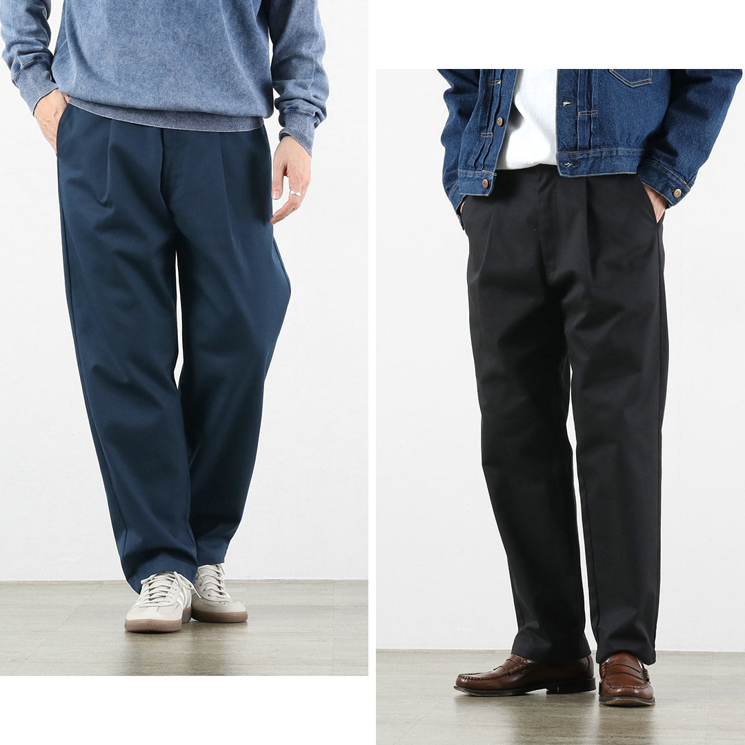 UNIVERSAL OVERALL / Heritage T/C Pantalones relajados de 1 pliegue Chinos con lavado biológico Stone Carver