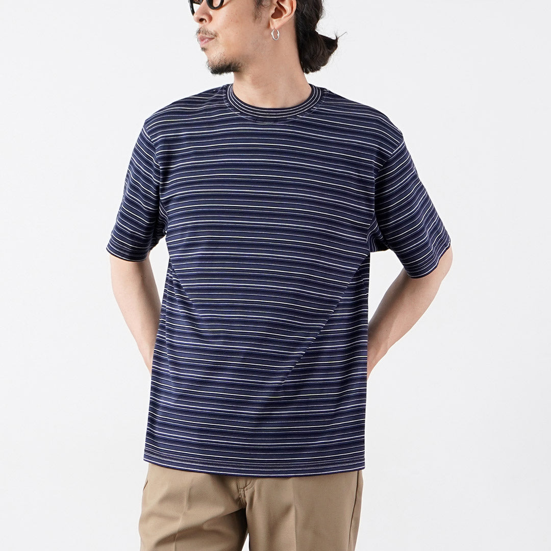 YONETOMI NEW BASIC / Camiseta Manga Corta Bordes Teñidos en Prenda