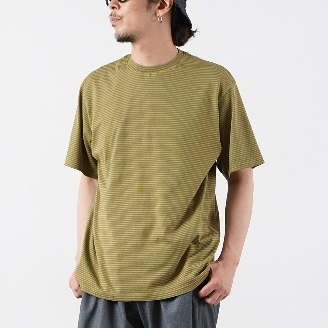 YONETOMI NEW BASIC / Camiseta Manga Corta Bordes Teñidos en Prenda
