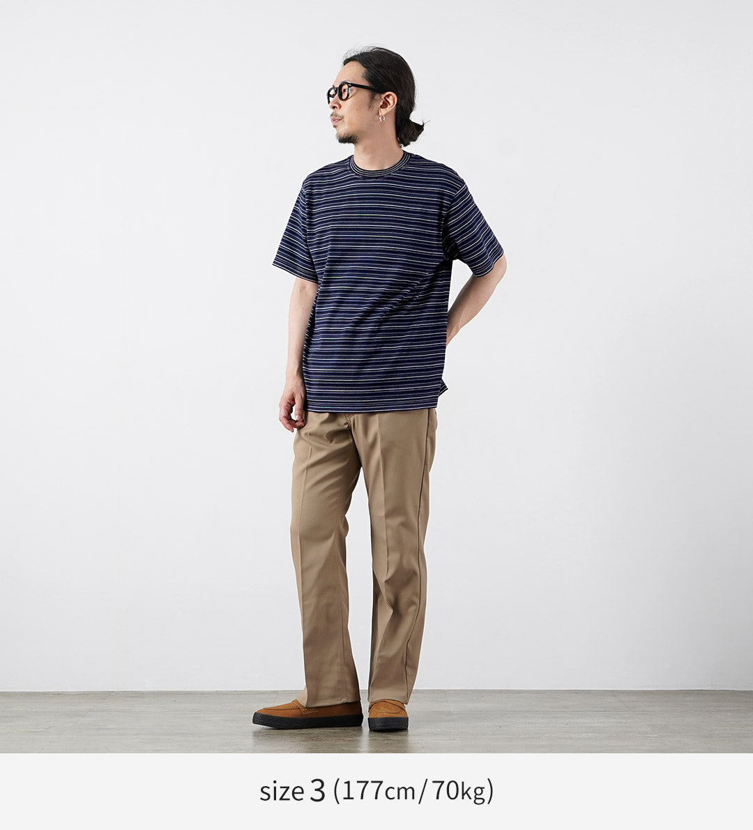 YONETOMI NEW BASIC / Garment-Dyed Striped Short Sleeve T-Shirt