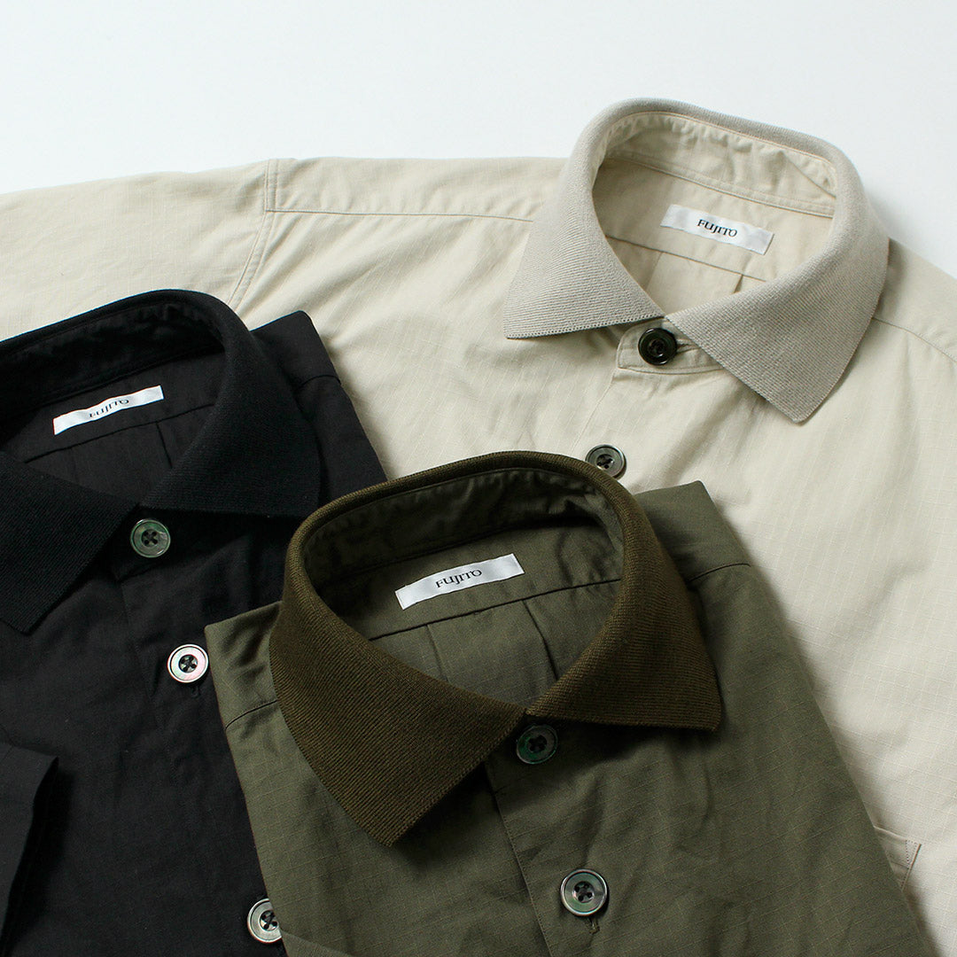 FUJITO / Rib-Collar Ripstop Shirt