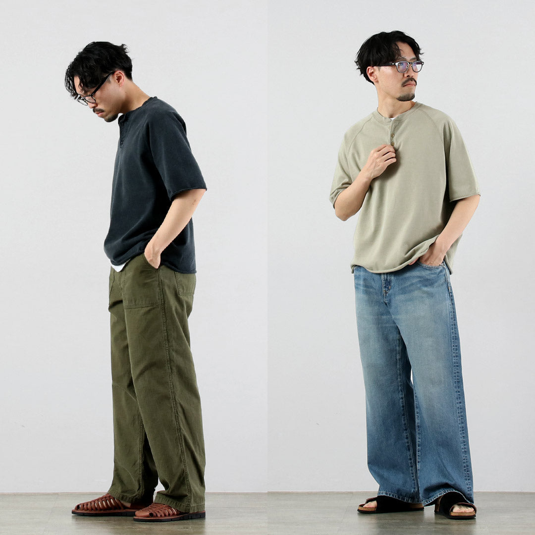 REMI RELIEF / Supima 毛圈布亨利领短袖圆领圆领毛衣