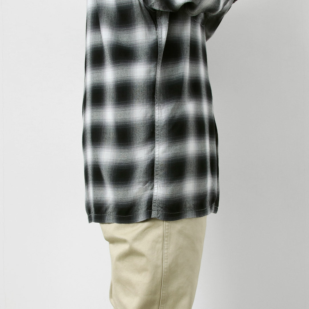 TOWNCRAFT / 60s Ombre Rayon Long-Sleeve Loop Collar Shirt