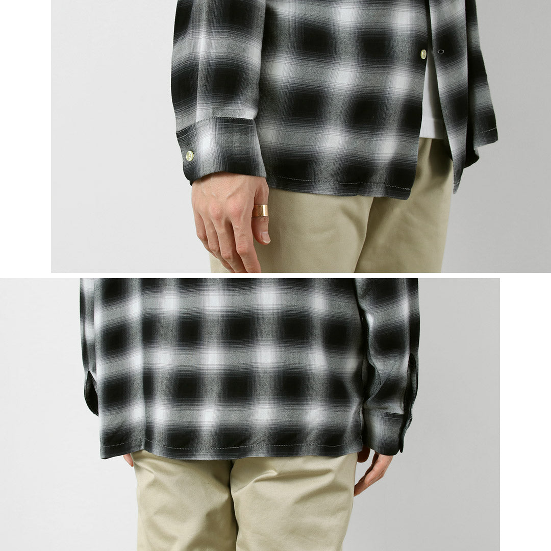 TOWNCRAFT / 60s Ombre Rayon Long-Sleeve Loop Collar Shirt