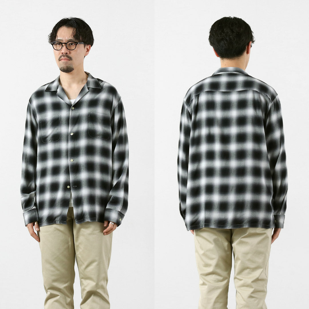 TOWNCRAFT / 60s Ombre Rayon Long-Sleeve Loop Collar Shirt