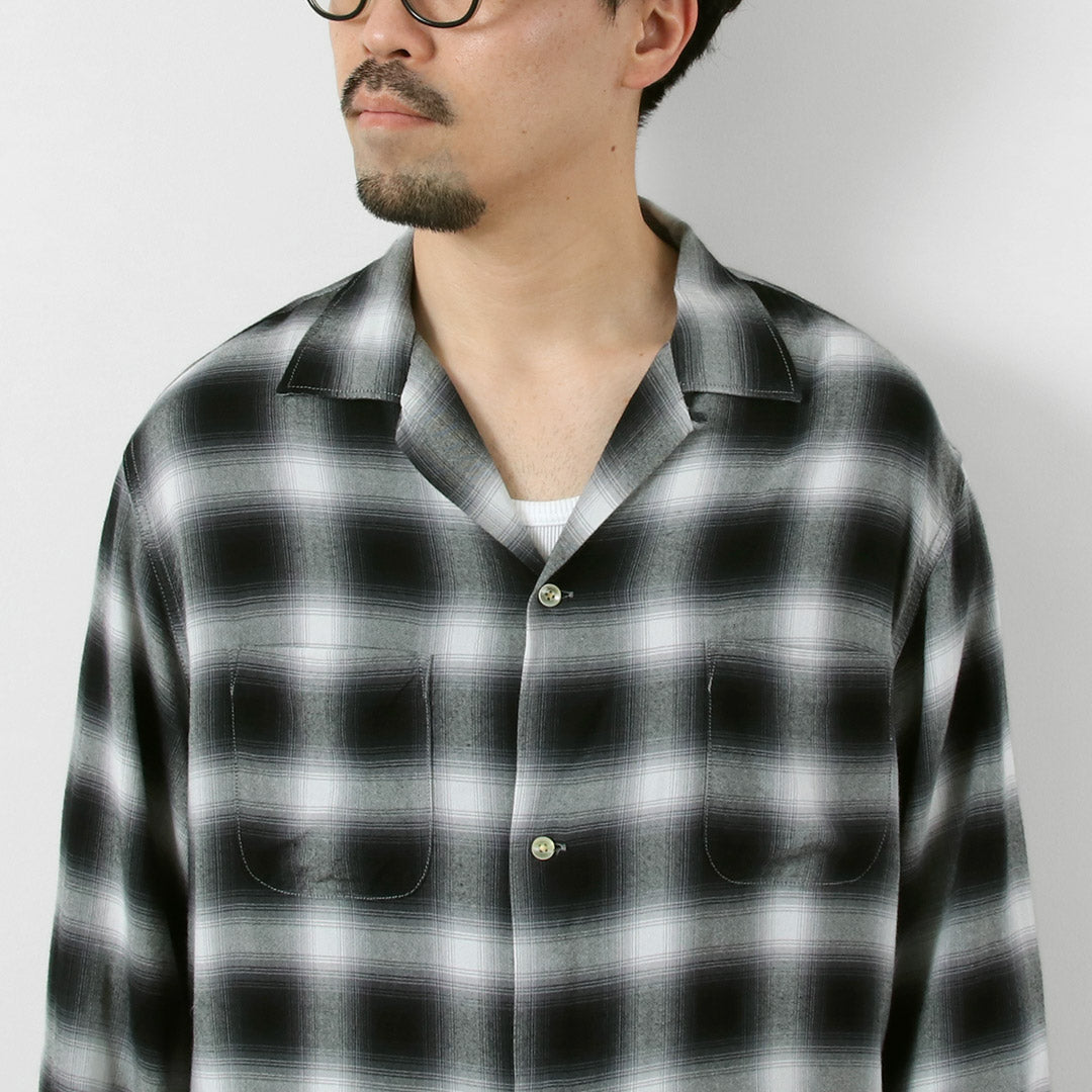 TOWNCRAFT / 60s Ombre Rayon Long-Sleeve Loop Collar Shirt