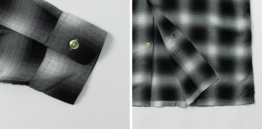 TOWNCRAFT / 60s Ombre Rayon Long-Sleeve Loop Collar Shirt