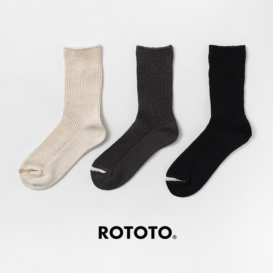 ROTOTO / Washi Recycled Cotton Ribbed Crew Socks
