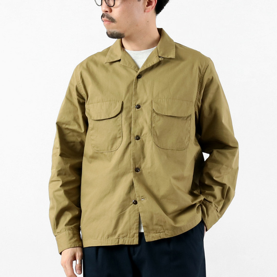 FOB FACTORY / F3515 Vat-dyed Poplin Open Collar Shirt