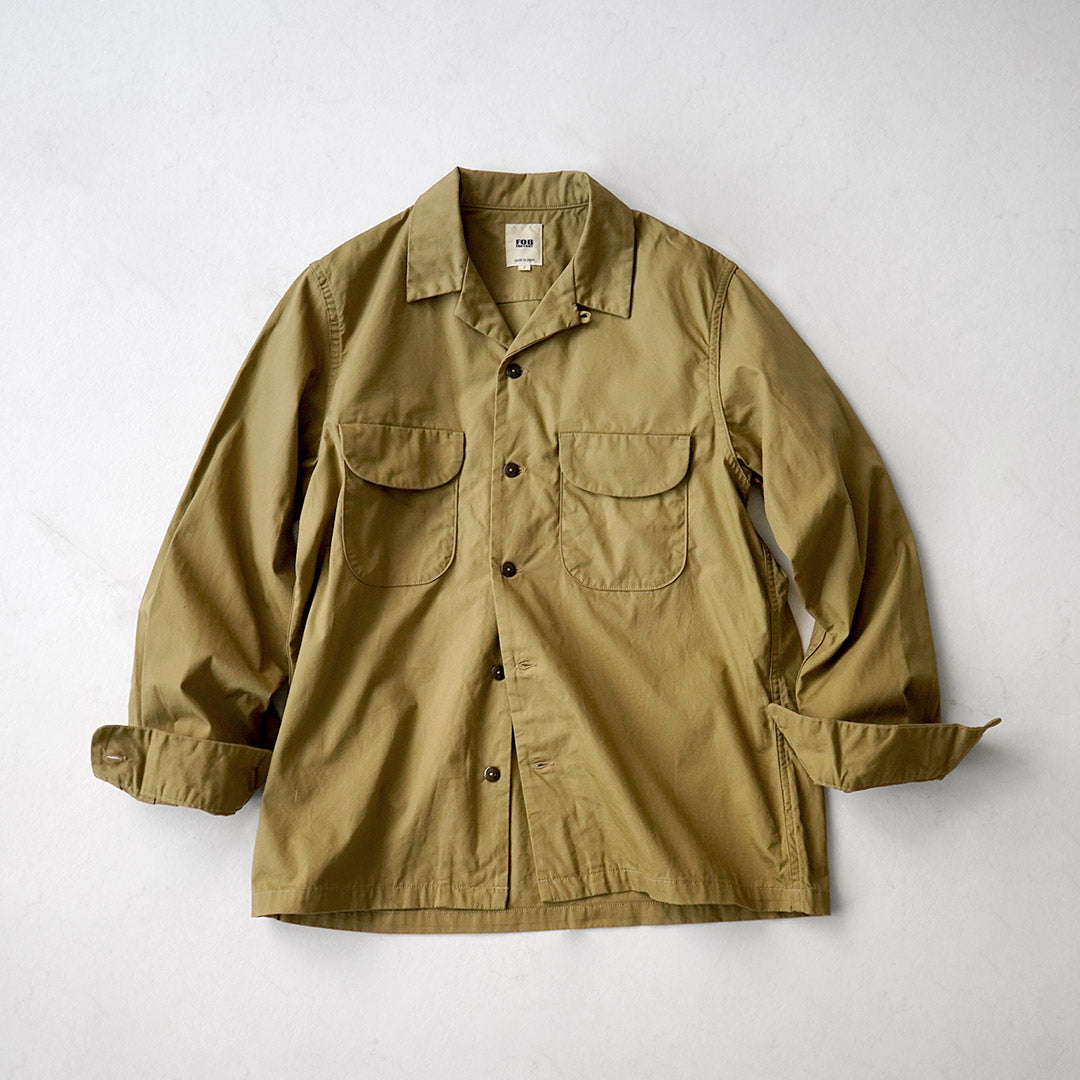 FOB FACTORY / F3515 Vat-dyed Poplin Open Collar Shirt