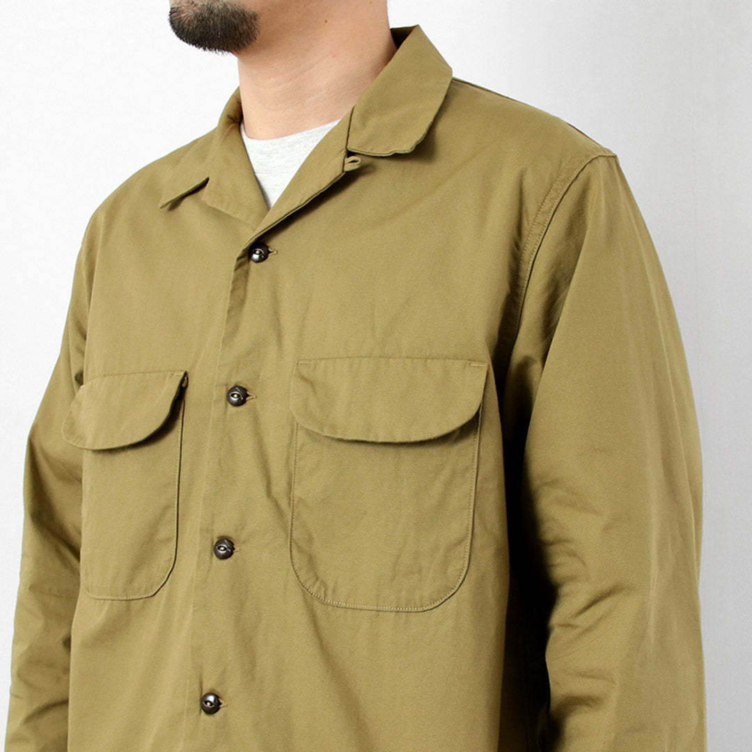 FOB FACTORY / F3515 Vat-dyed Poplin Open Collar Shirt