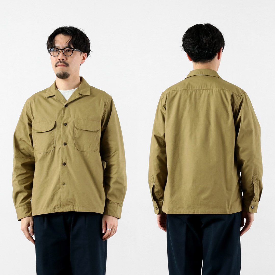 FOB FACTORY / F3515 Vat-dyed Poplin Open Collar Shirt