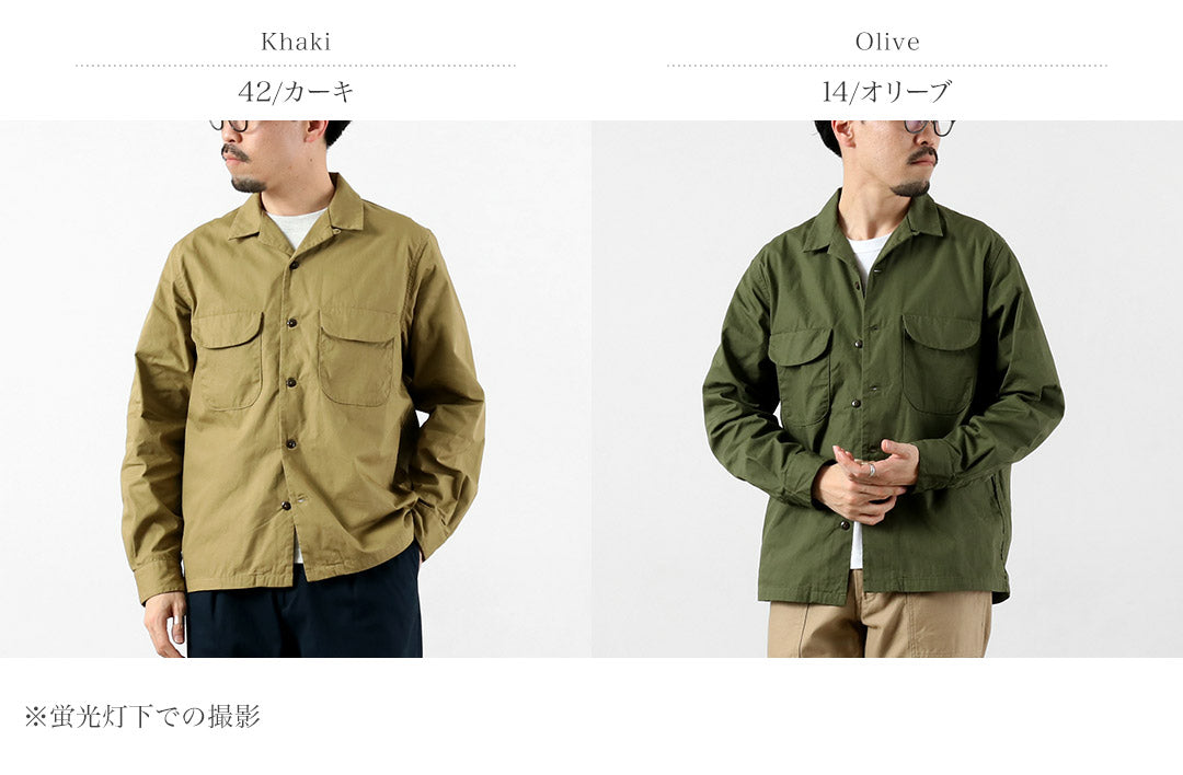 FOB FACTORY / F3515 Vat-dyed Poplin Open Collar Shirt