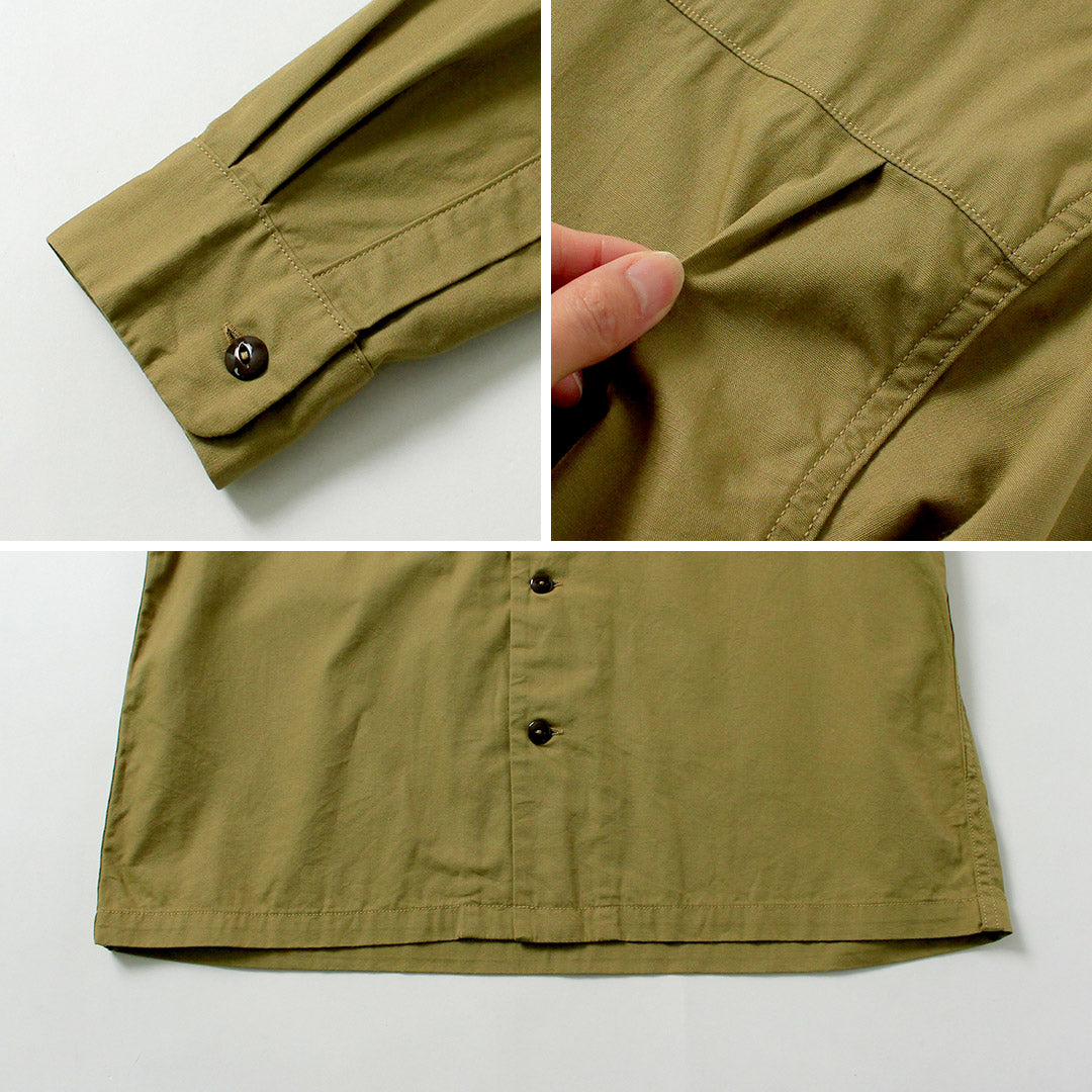 FOB FACTORY / F3515 Vat-dyed Poplin Open Collar Shirt