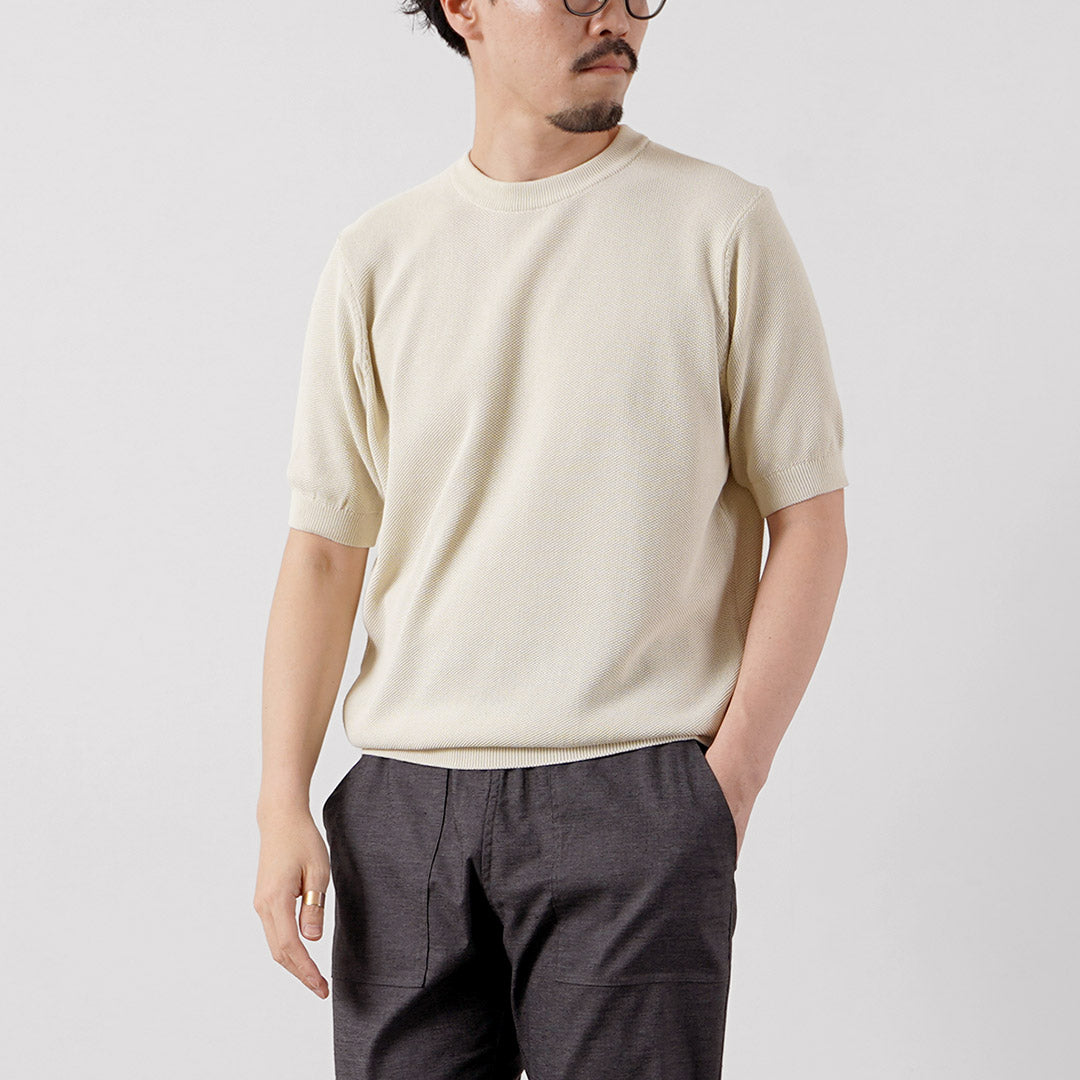 RINASCENTE / Hybrid Washable Pique Crew Neck Knit T-Shirt