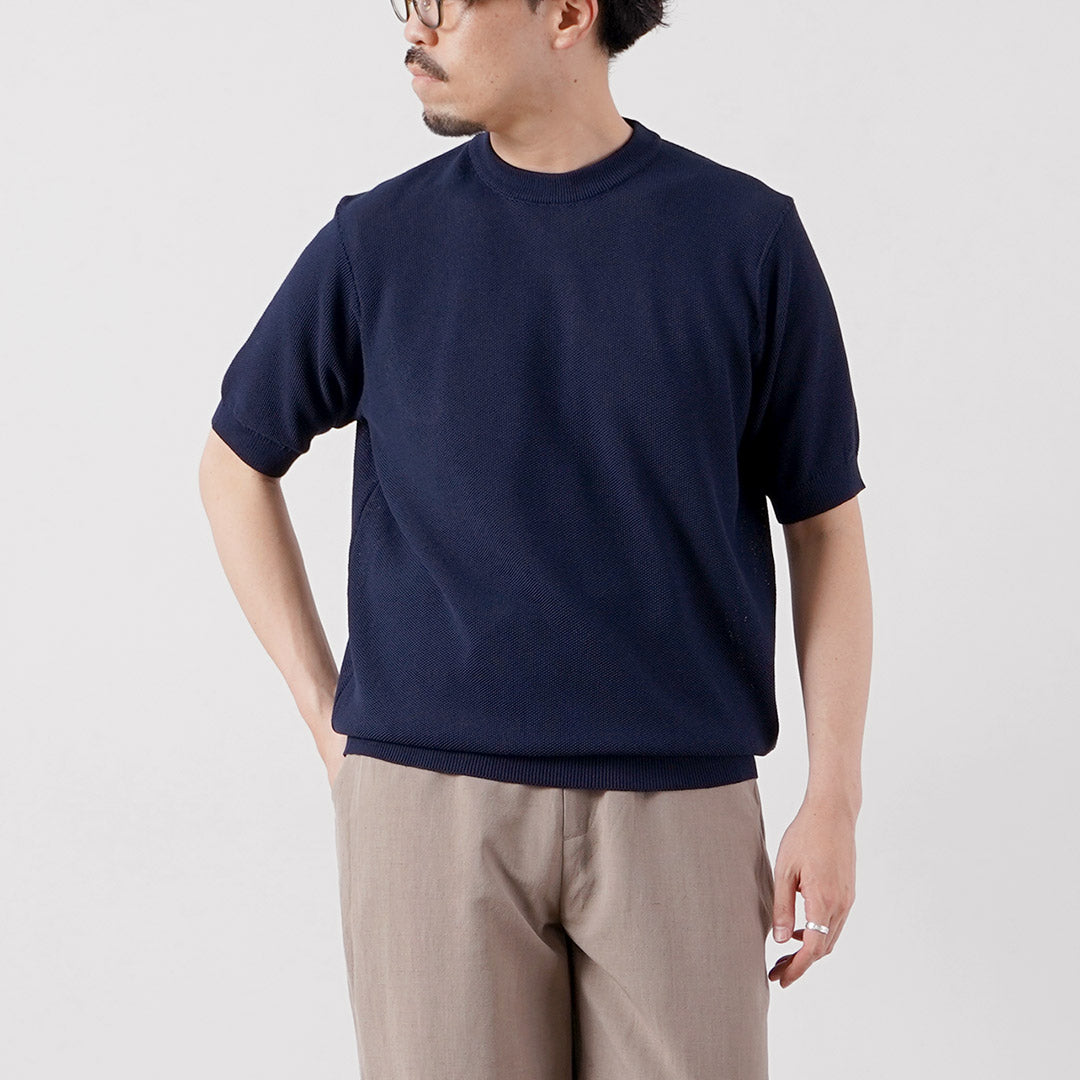 RINASCENTE / Hybrid Washable Pique Crew Neck Knit T-Shirt