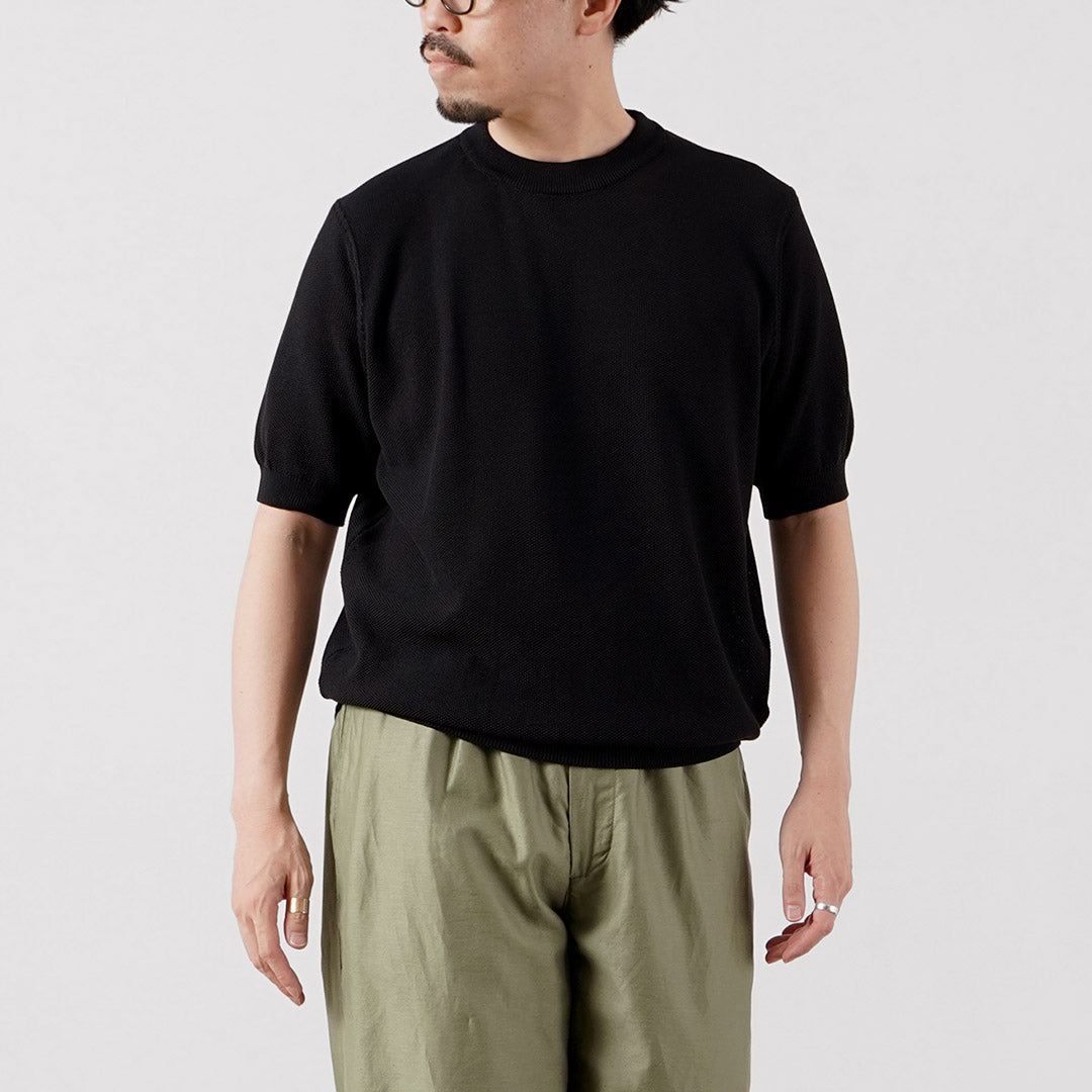 RINASCENTE / Hybrid Washable Pique Crew Neck Knit T-Shirt