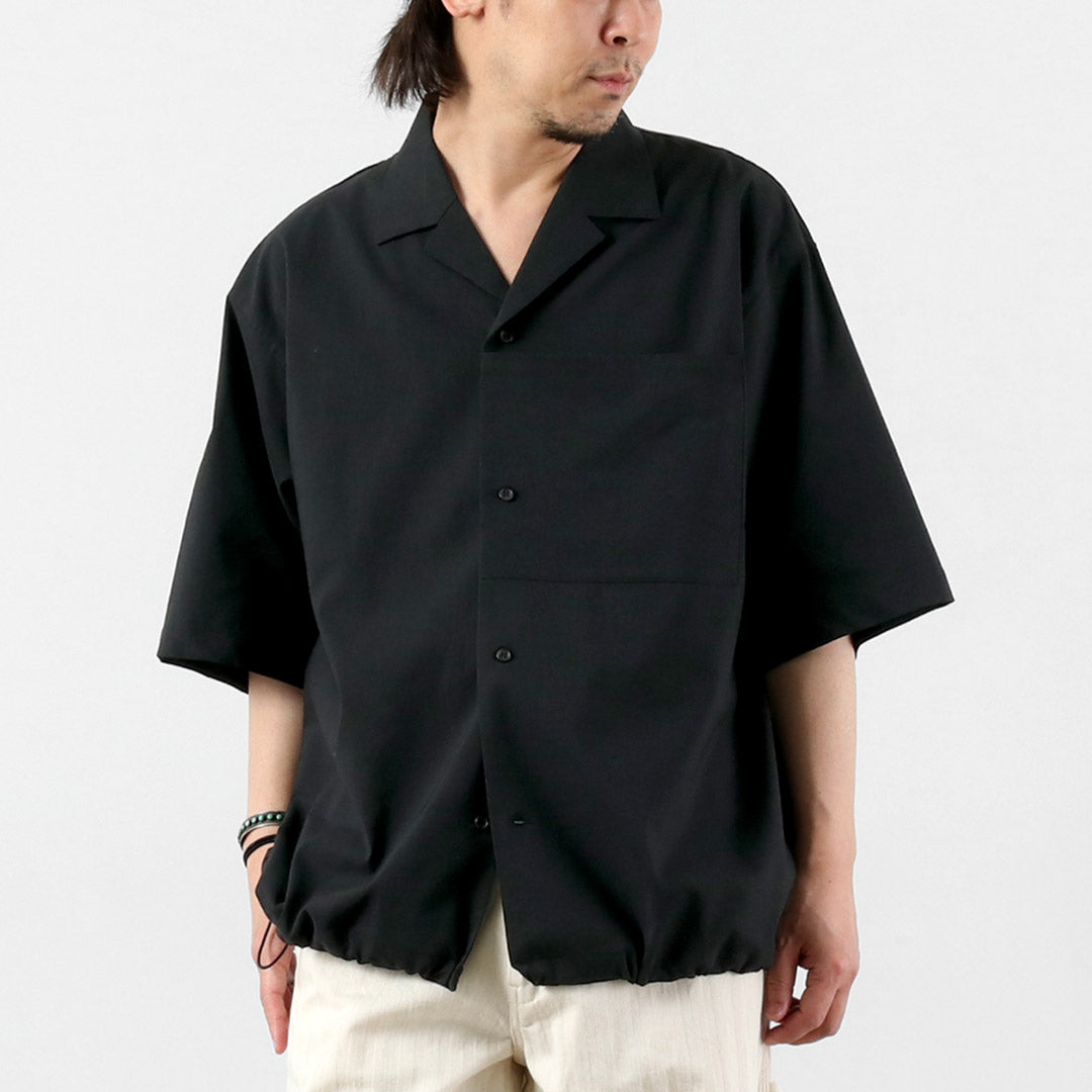 BASISBROEK / Linen-Blend Stretch Open Collar Shirt