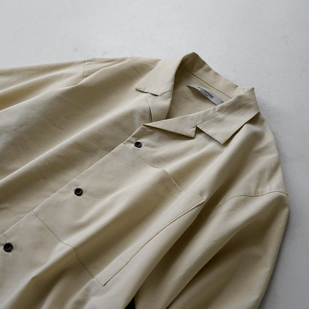 BASISBROEK / Linen-Blend Stretch Open Collar Shirt