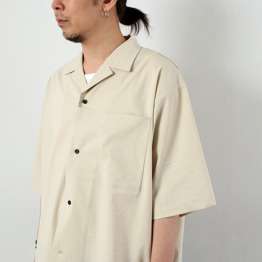 BASISBROEK / Linen-Blend Stretch Open Collar Shirt