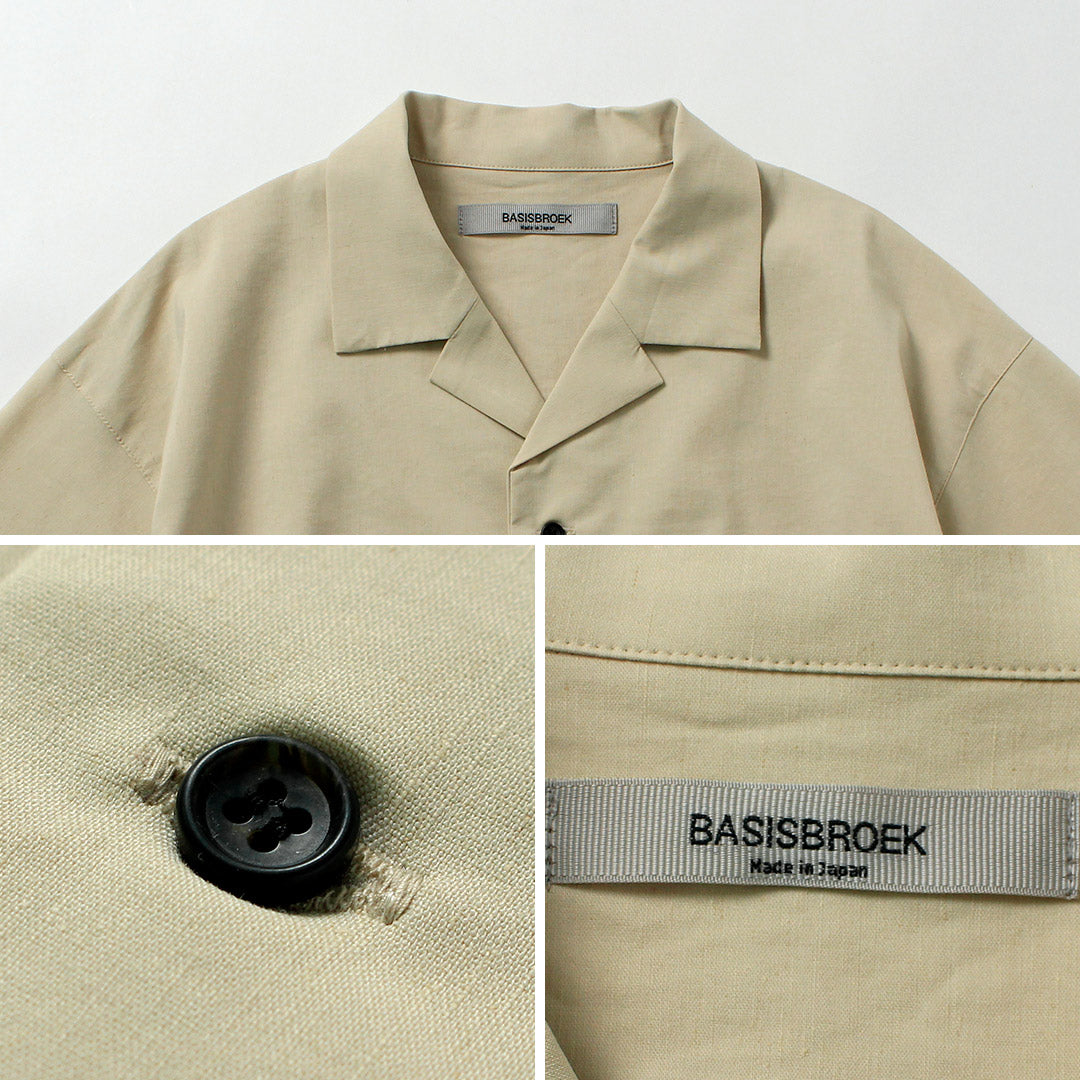 BASISBROEK / Linen-Blend Stretch Open Collar Shirt