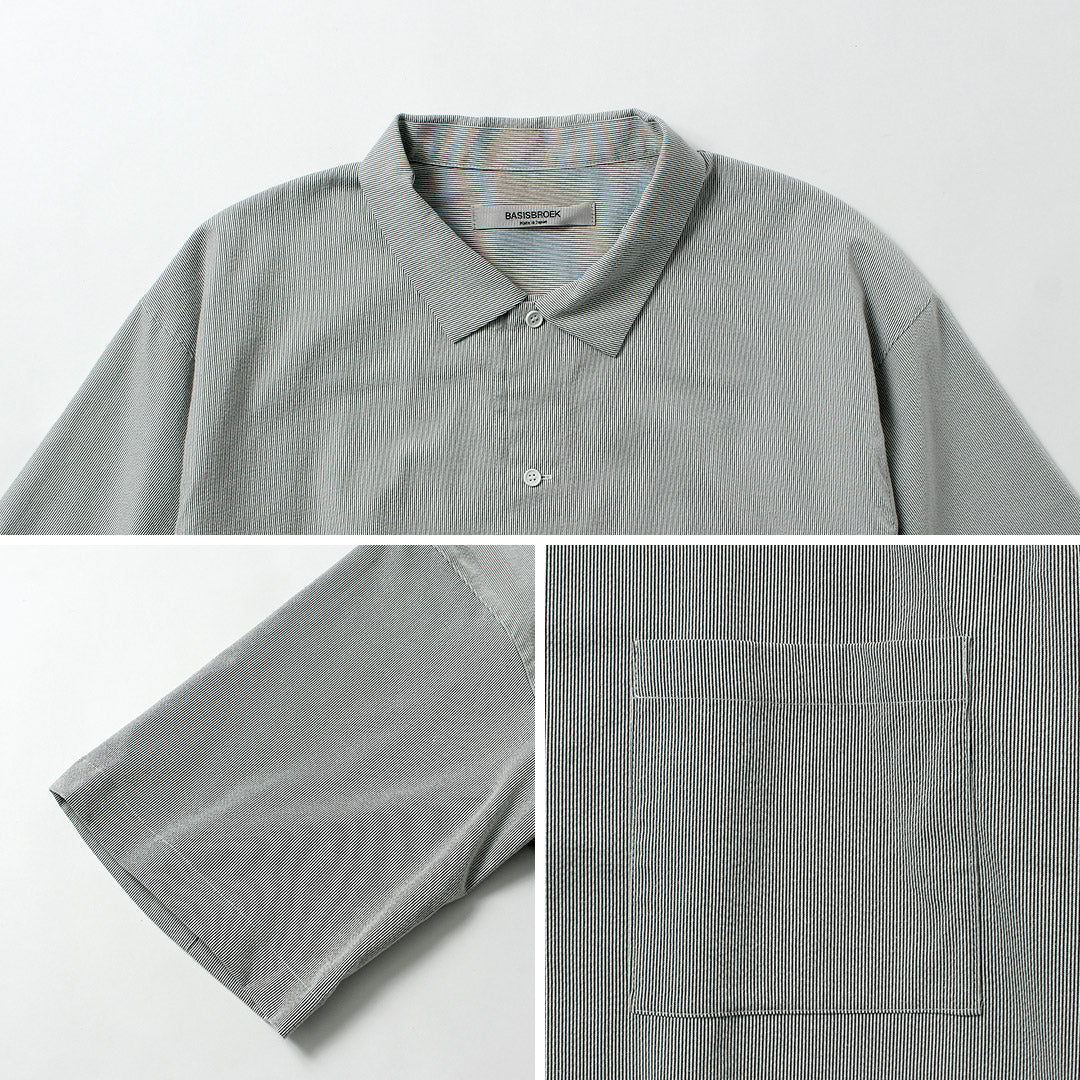 BASISBROEK / Putten Seersucker Side-Zip Short Sleeve Shirt