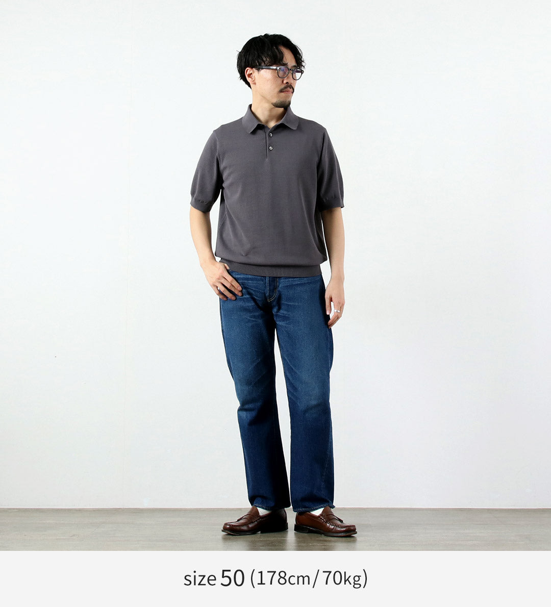 RINASCENTE / 定制 12G 平纹针织混合可水洗 Polo 衫