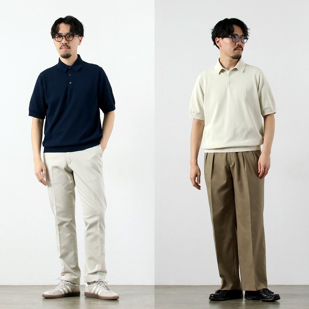 RINASCENTE / 定制 12G 平纹针织混合可水洗 Polo 衫