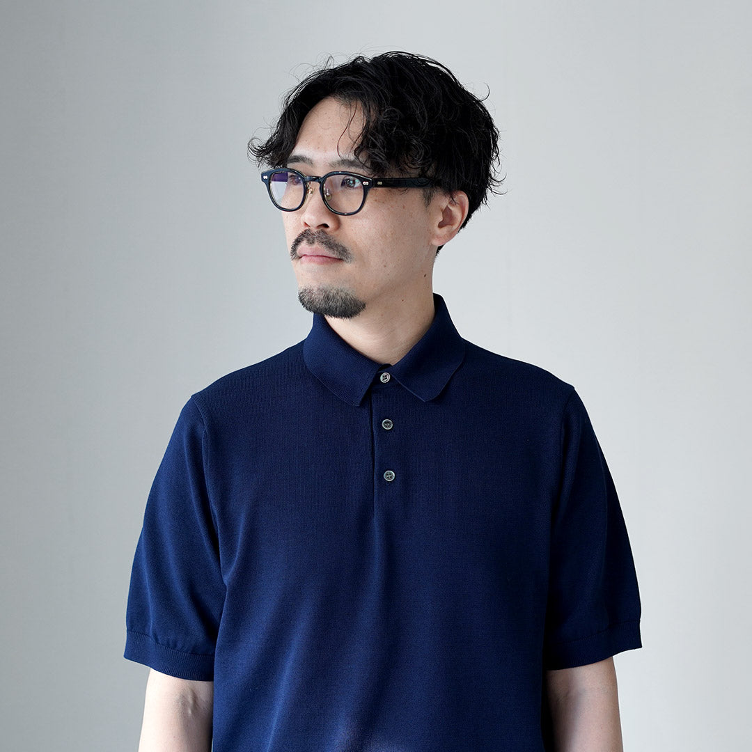 RINASCENTE / 定制 12G 平纹针织混合可水洗 Polo 衫