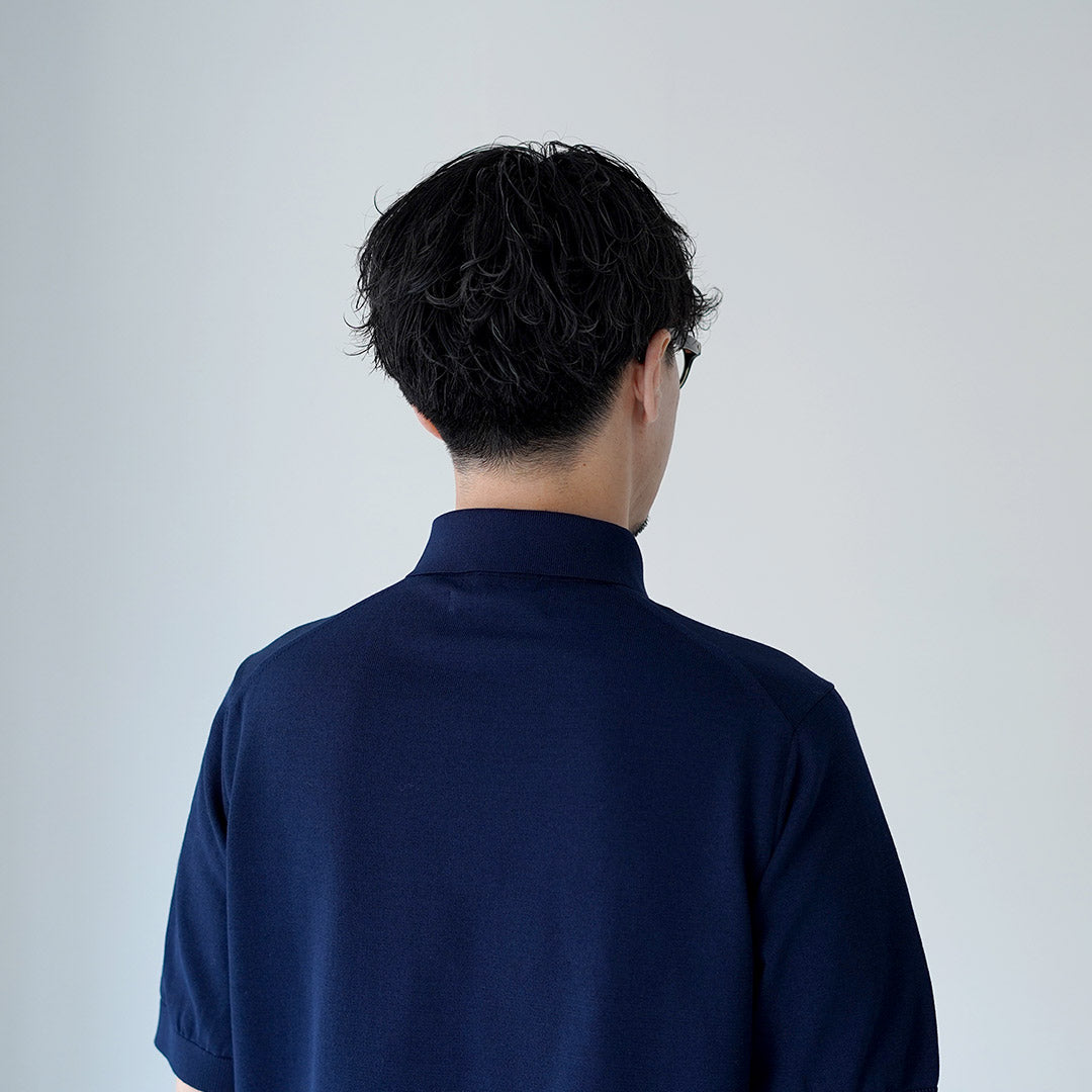RINASCENTE / 定制 12G 平纹针织混合可水洗 Polo 衫