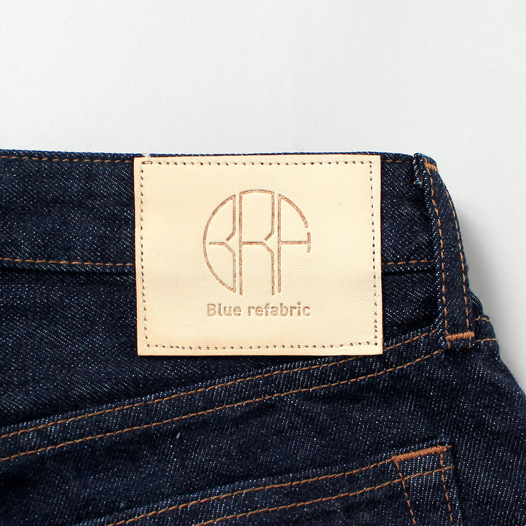 Tela azul / Jeans 5P cónicos semianchos de 13 oz