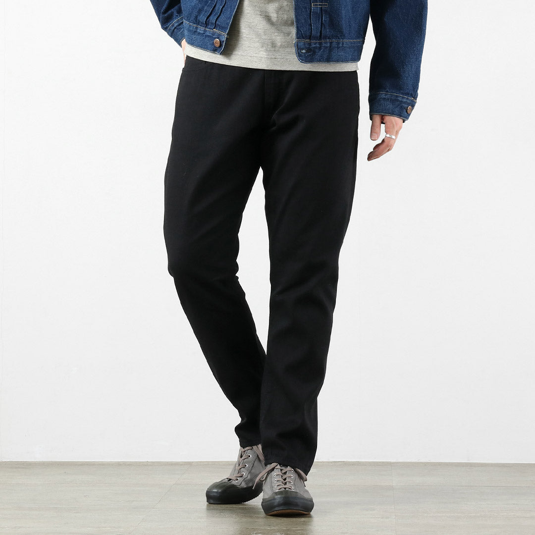 Blue refabric / 8oz Semi-Wide Tapered 5P Black Jeans