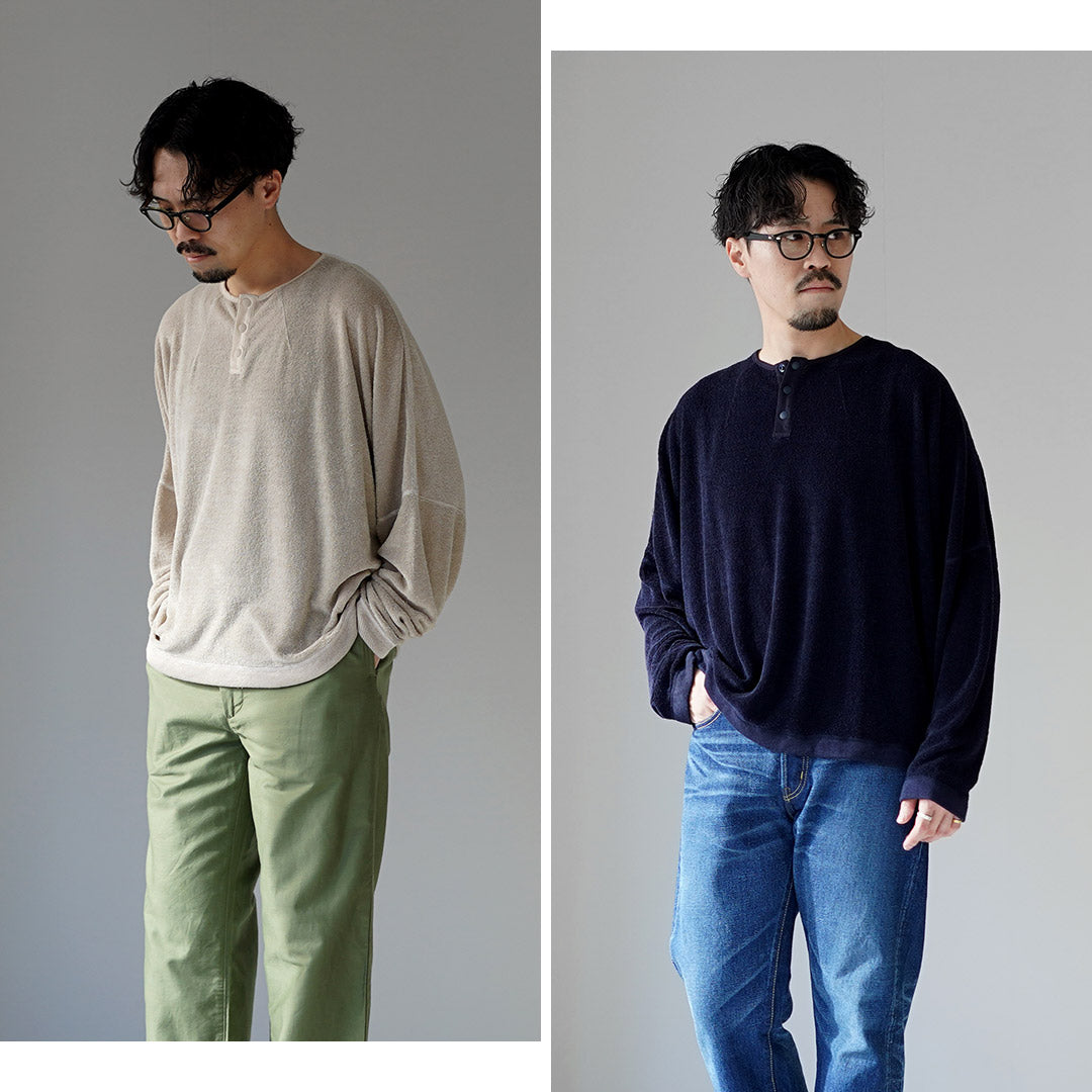 KEMA DESIGNS / 亞麻毛絨亨利領套頭衫