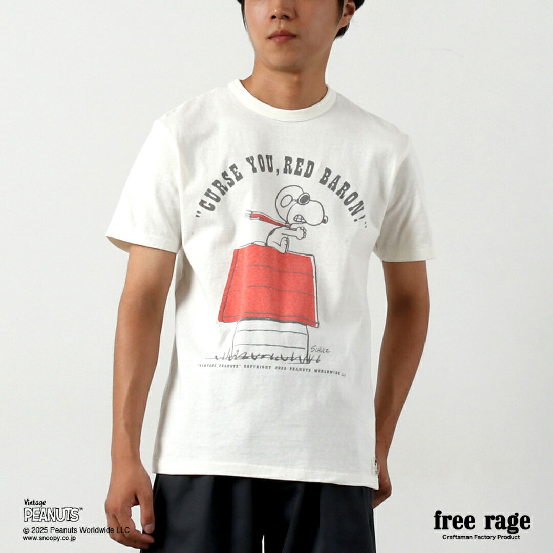 FREE RAGE / PEANUTS×free rage RED BARON Print Recycled Cotton Short Sleeve T-Shirt