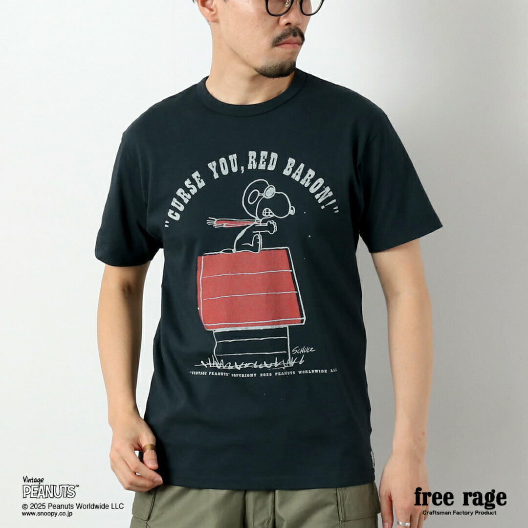 FREE RAGE / PEANUTS×free rage RED BARON Print Recycled Cotton Short Sleeve T-Shirt