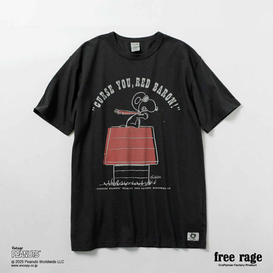 FREE RAGE / PEANUTS×free rage RED BARON Print Recycled Cotton Short Sleeve T-Shirt