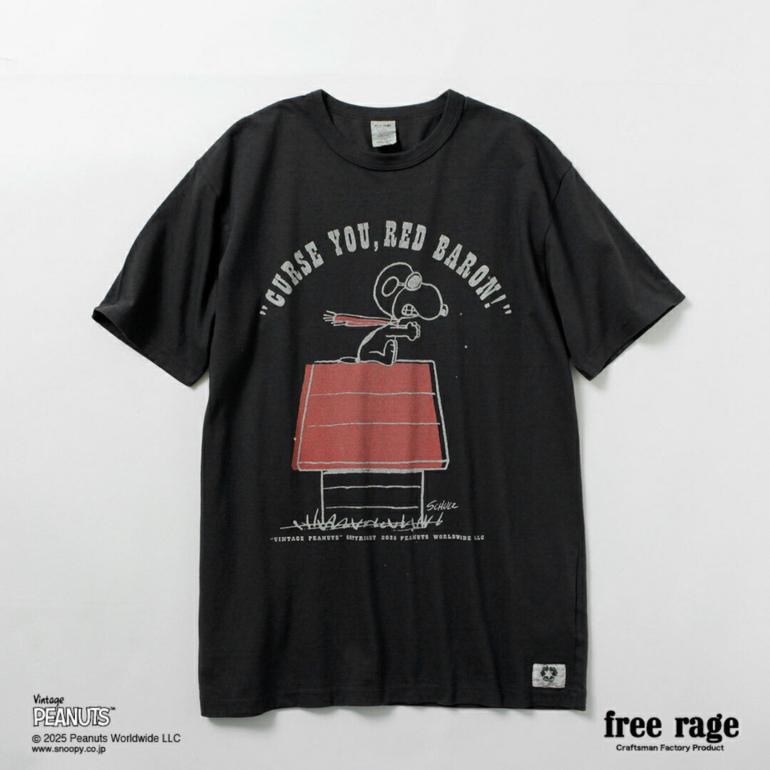 FREE RAGE / PEANUTS×free rage RED BARON Print Recycled Cotton Short Sleeve T-Shirt