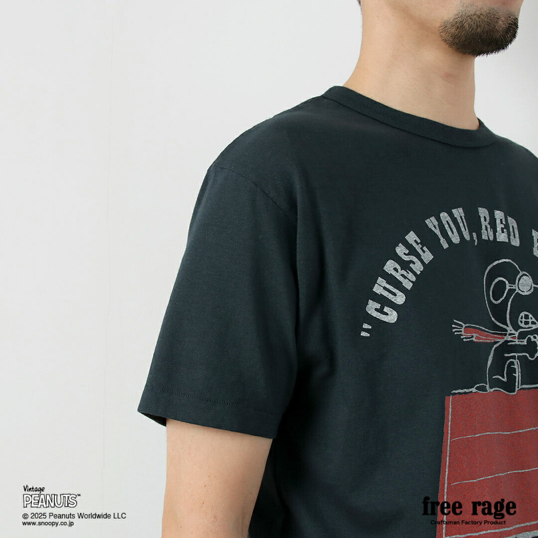 FREE RAGE / PEANUTS×free rage RED BARON Print Recycled Cotton Short Sleeve T-Shirt