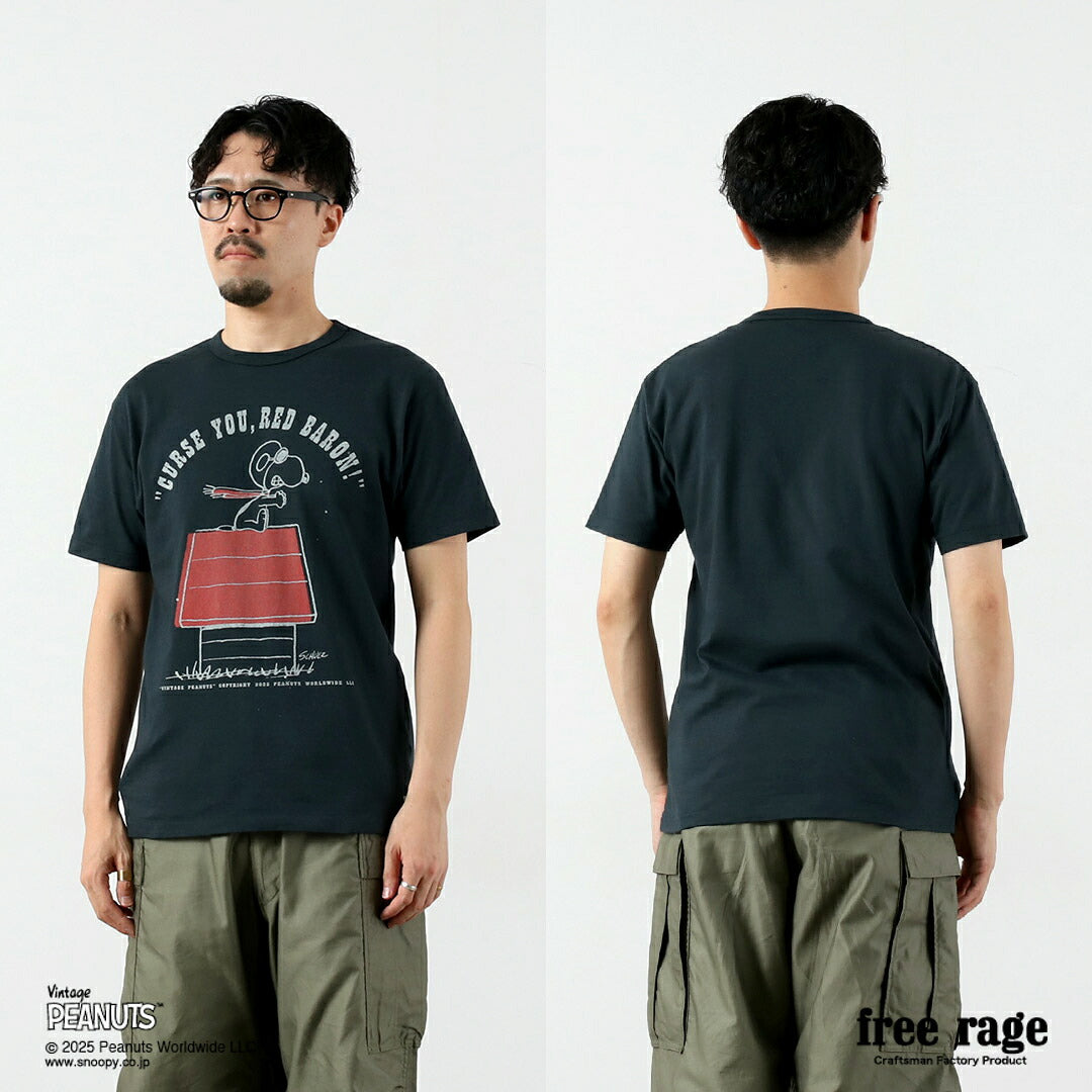 FREE RAGE / PEANUTS×free rage RED BARON Print Recycled Cotton Short Sleeve T-Shirt
