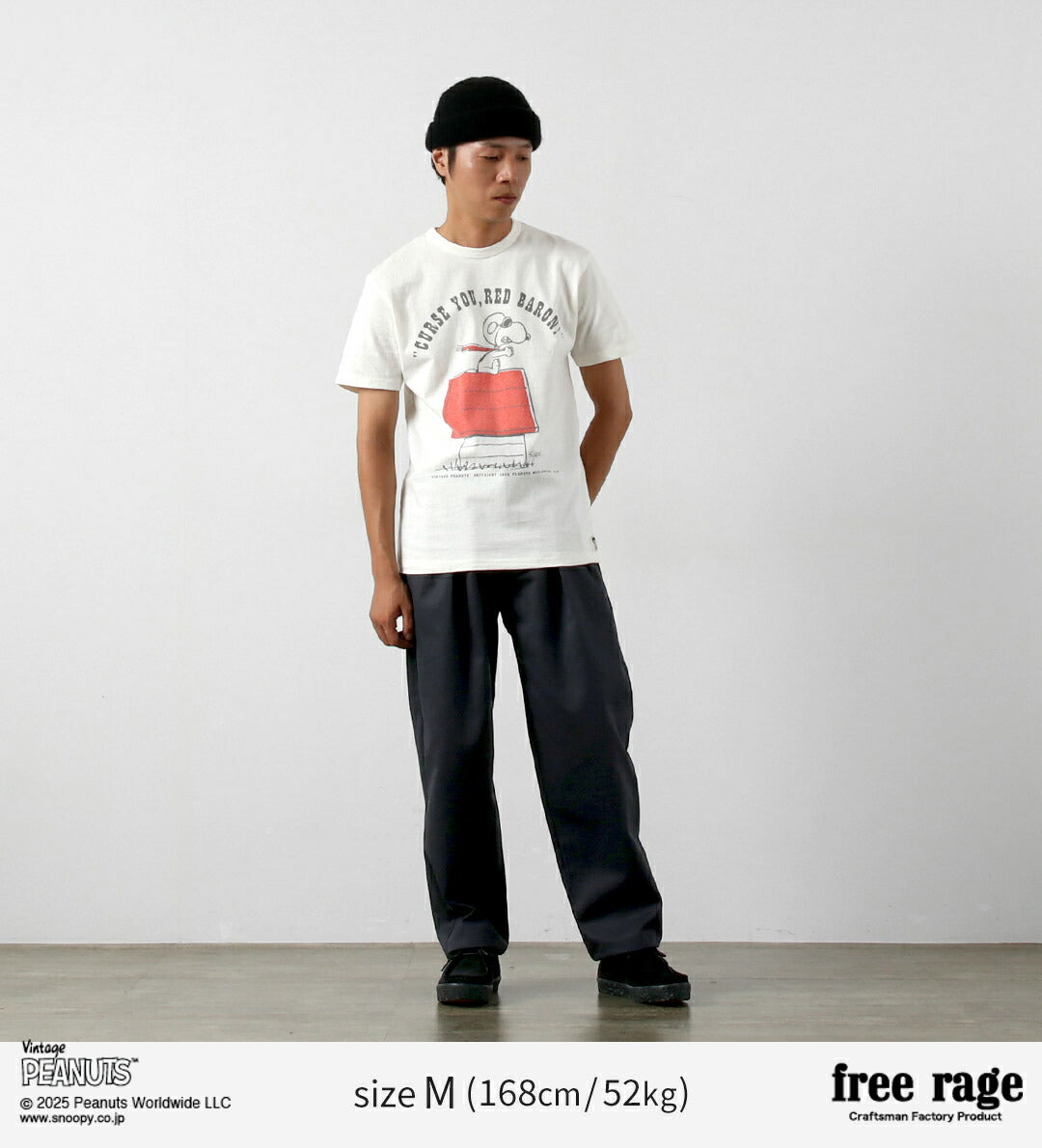 FREE RAGE / PEANUTS×free rage RED BARON Print Recycled Cotton Short Sleeve T-Shirt