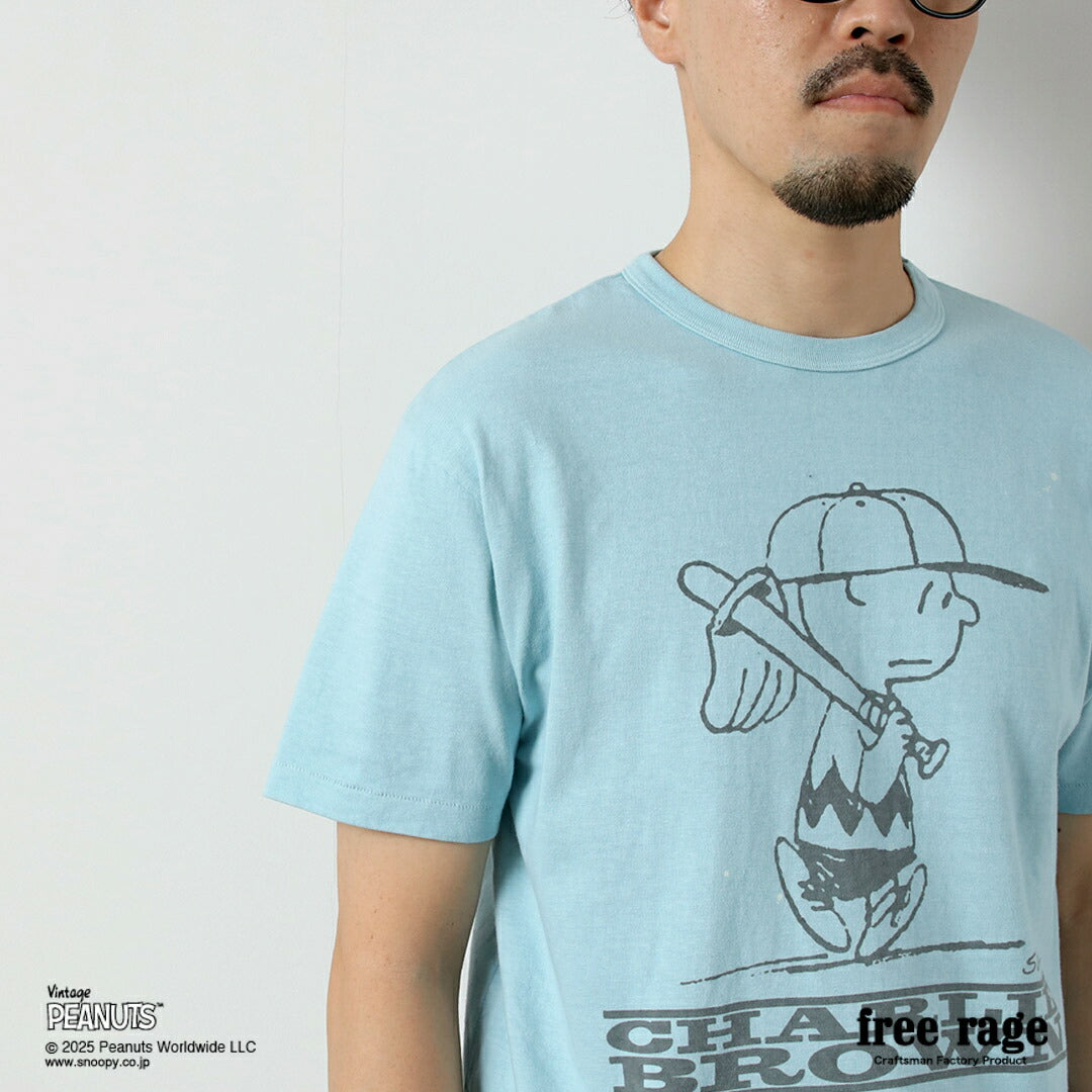FREE RAGE / PEANUTS×free rage Charlie Brown Print Recycled Cotton Short Sleeve T-Shirt