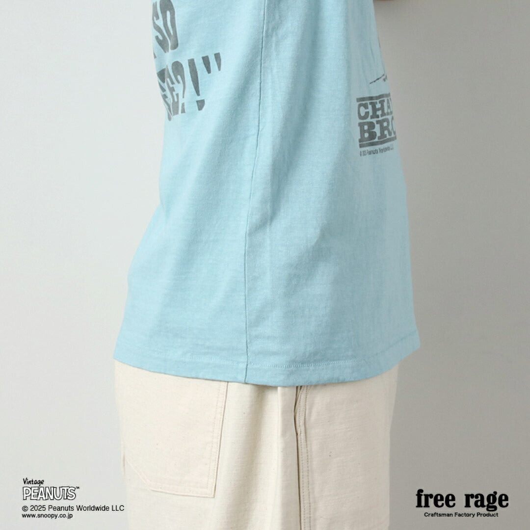 FREE RAGE / PEANUTS×free rage Charlie Brown Print Recycled Cotton Short Sleeve T-Shirt
