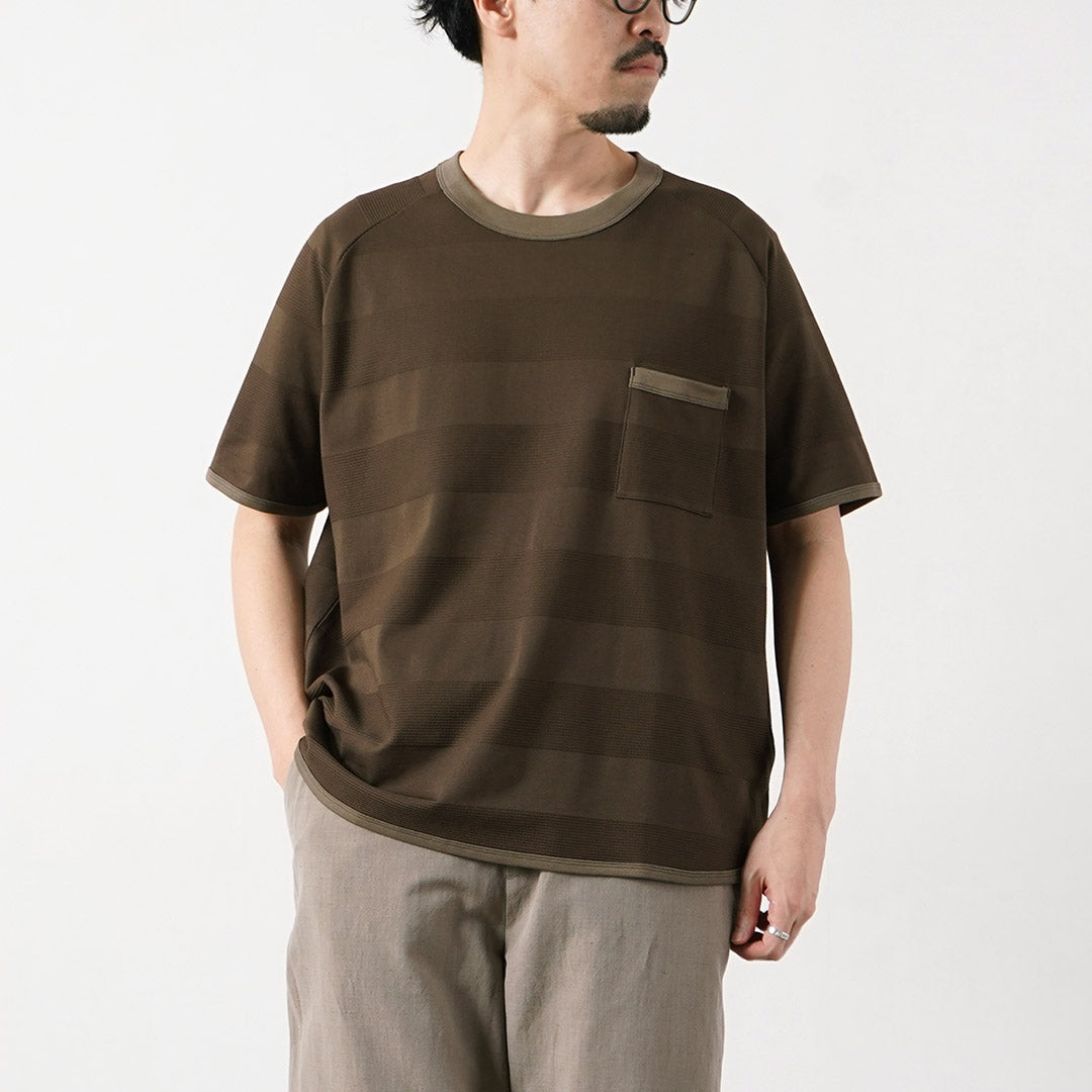 RE MADE IN TOKYO JAPAN / COOLMAX Jacquard Striped Knit T-Shirt