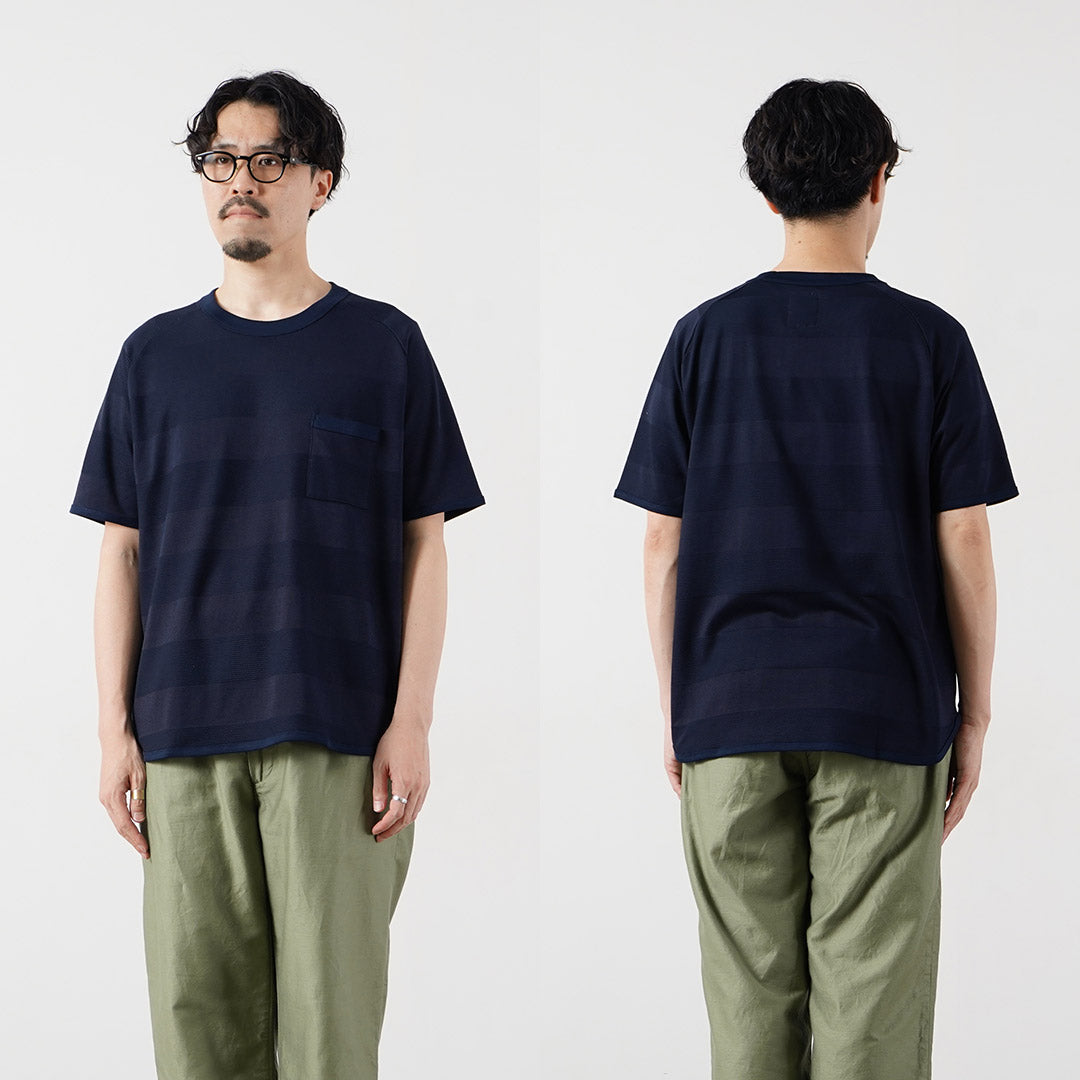 RE MADE IN TOKYO JAPAN / COOLMAX Jacquard Striped Knit T-Shirt