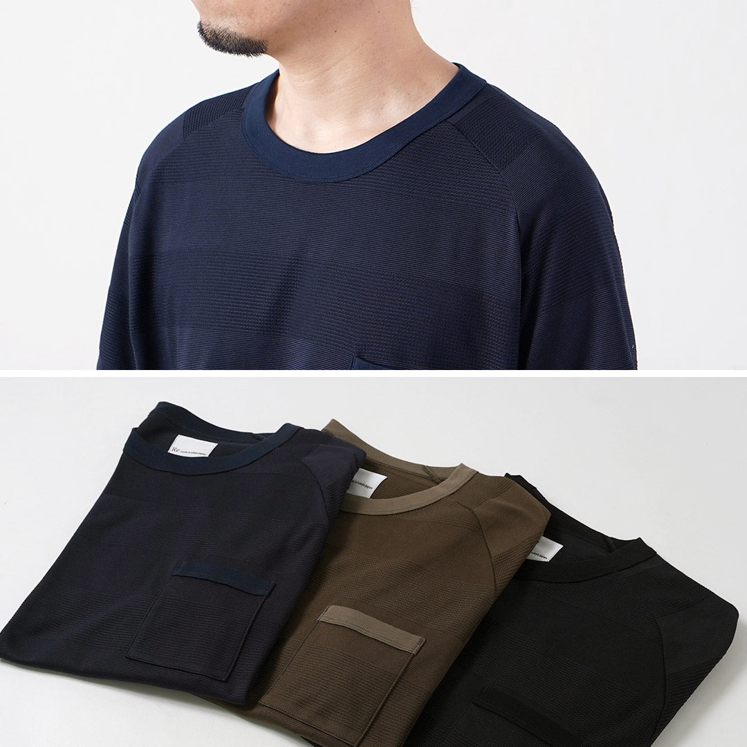 RE MADE IN TOKYO JAPAN / COOLMAX Jacquard Striped Knit T-Shirt