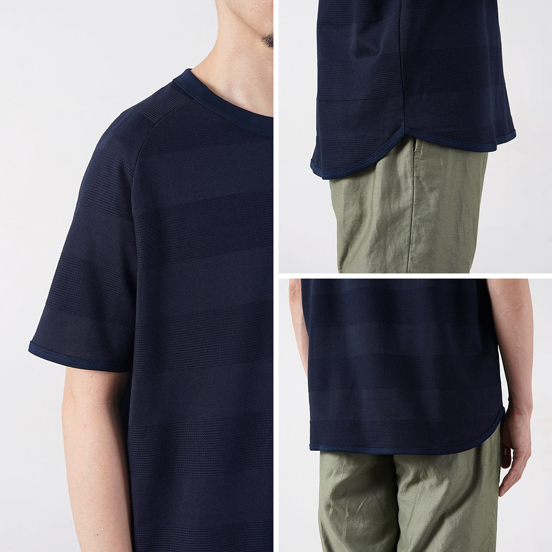 RE MADE IN TOKYO JAPAN / COOLMAX Jacquard Striped Knit T-Shirt
