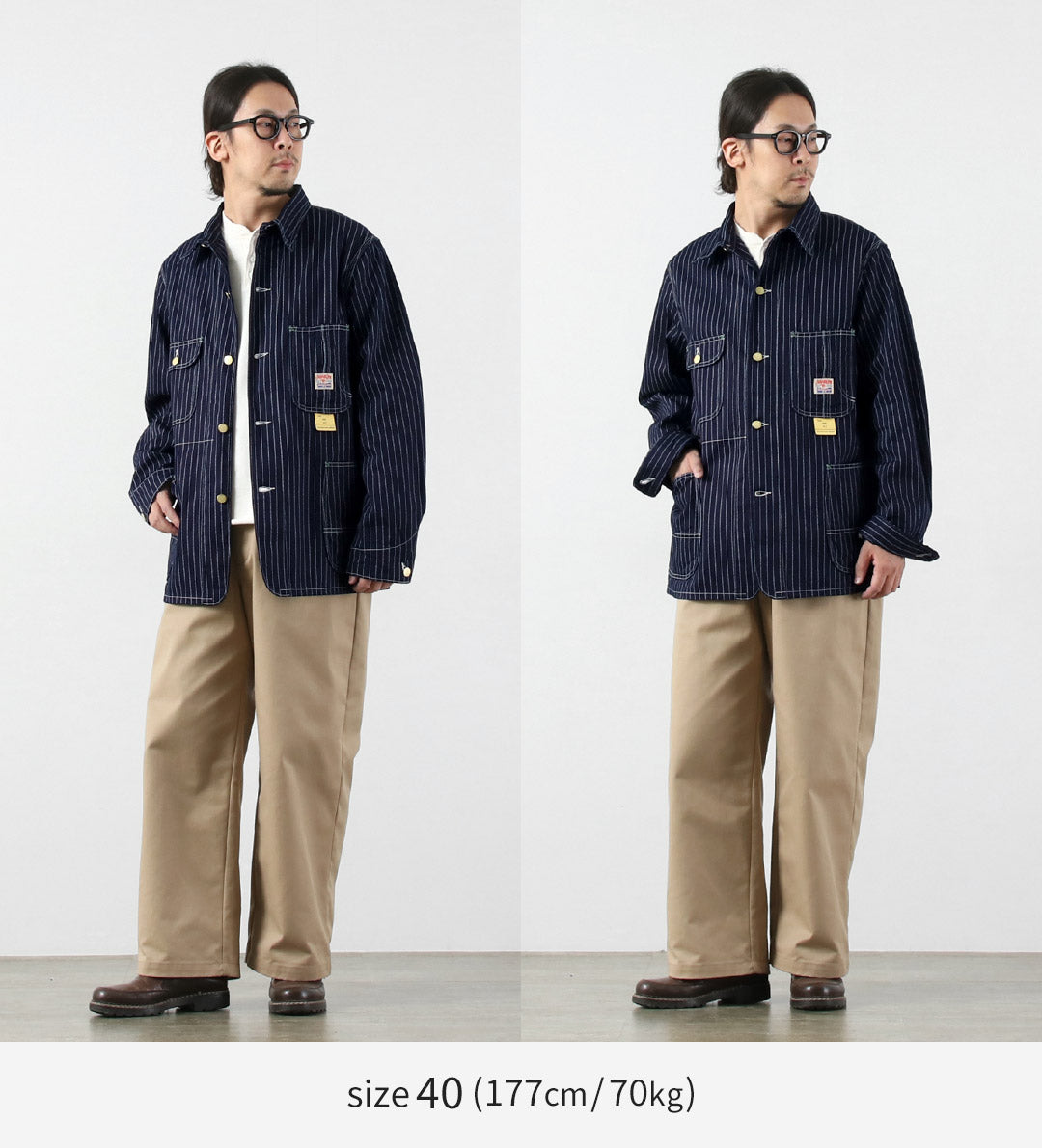 SUGAR CANE / 9oz. Wabash Stripe Work Coat