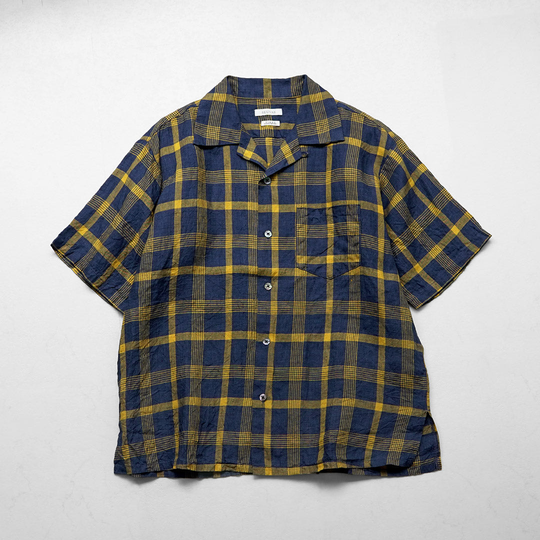 SEUVAS / Linen Open Collar Shirt