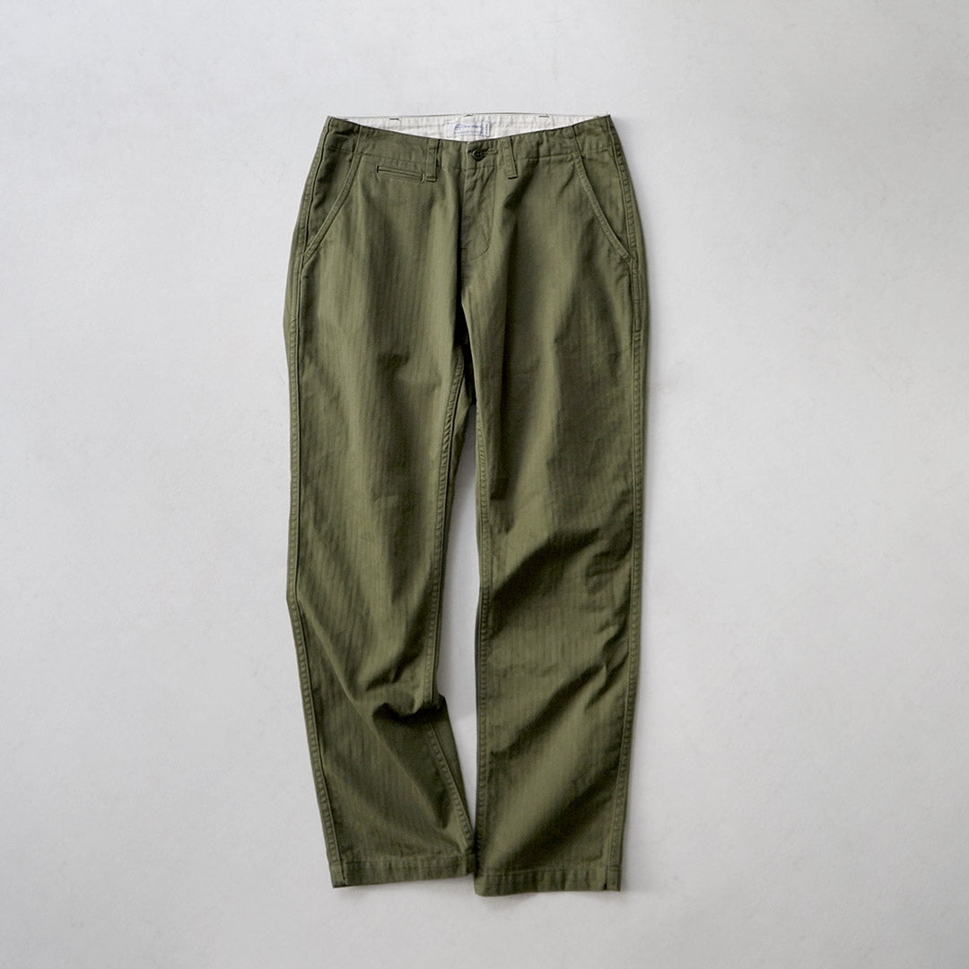 Blue refabric / Herringbone Wide Tapered Vintage Trousers