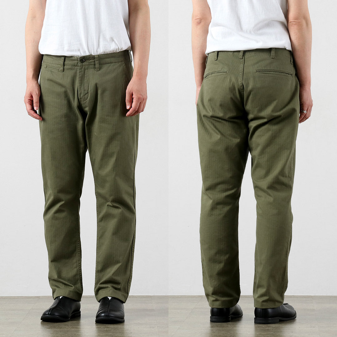 Blue refabric / Herringbone Wide Tapered Vintage Trousers